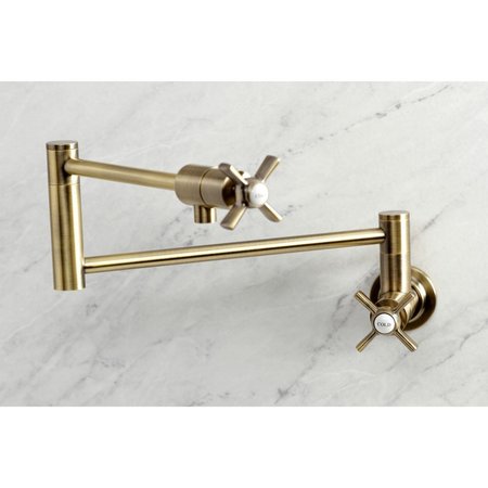 Kingston Brass KS4103ZX Wall Mount Pot Filler, Antique Brass KS4103ZX